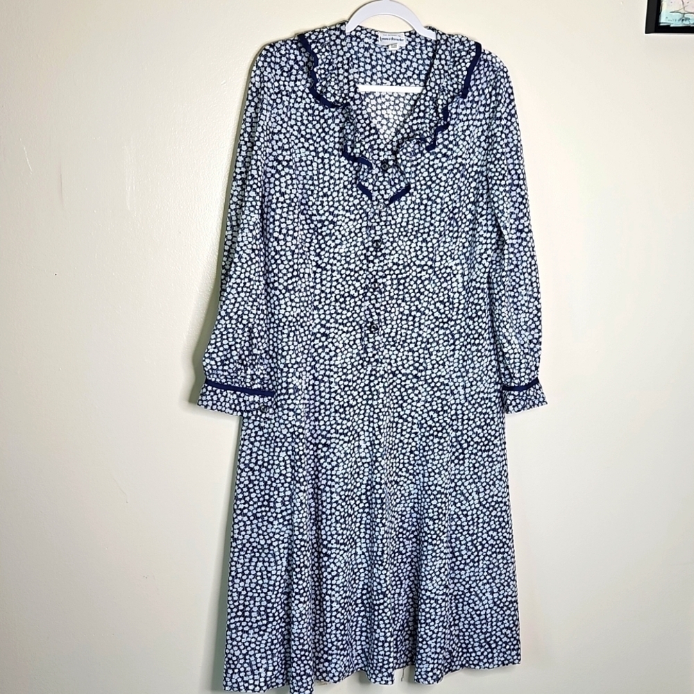 France's Brewster Floral Maxi Dress Blue White Large XLarge